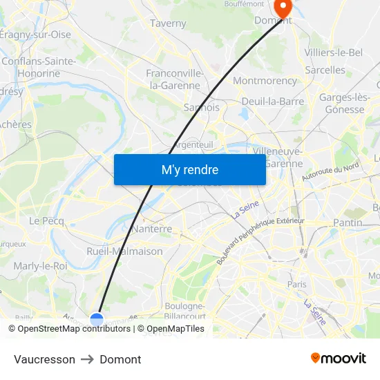 Vaucresson to Domont map