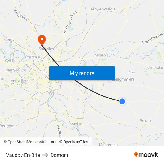 Vaudoy-En-Brie to Domont map