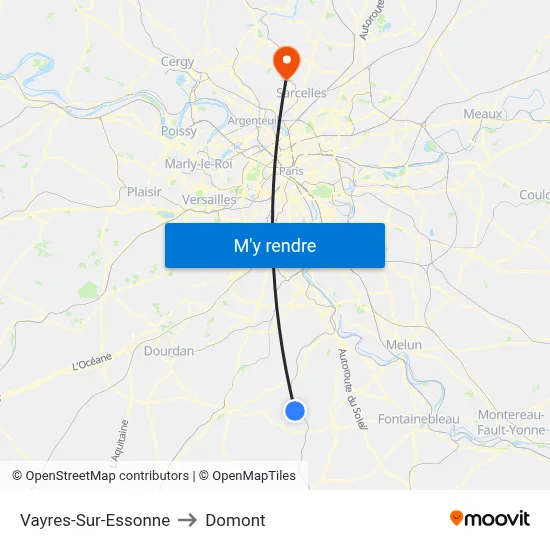 Vayres-Sur-Essonne to Domont map