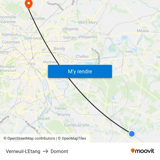 Verneuil-L'Etang to Domont map