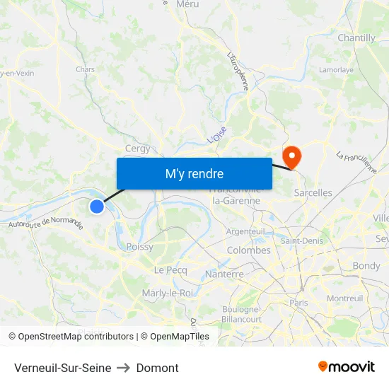 Verneuil-Sur-Seine to Domont map
