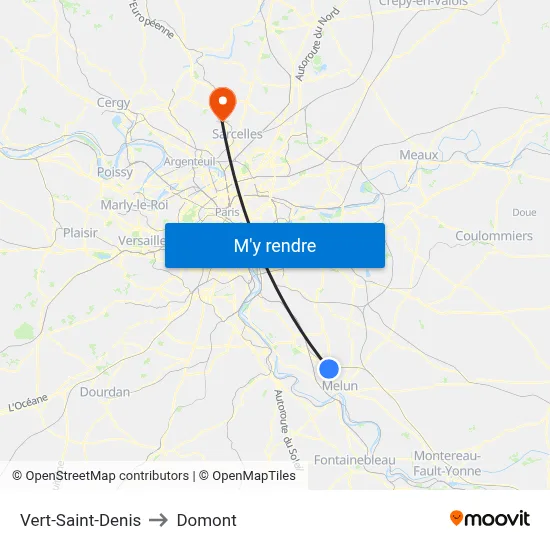 Vert-Saint-Denis to Domont map
