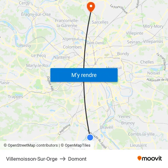 Villemoisson-Sur-Orge to Domont map