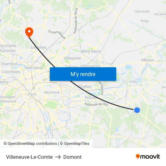 Villeneuve-Le-Comte to Domont map