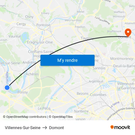 Villennes-Sur-Seine to Domont map