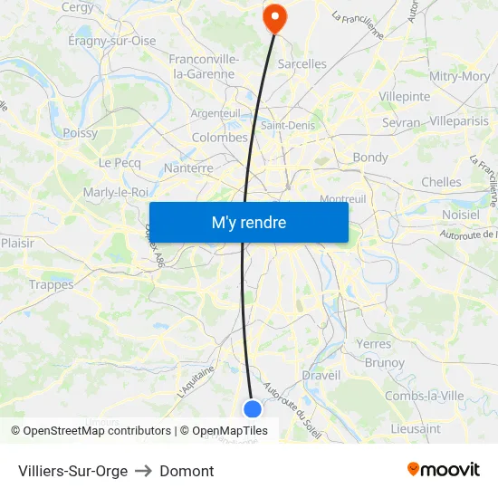 Villiers-Sur-Orge to Domont map
