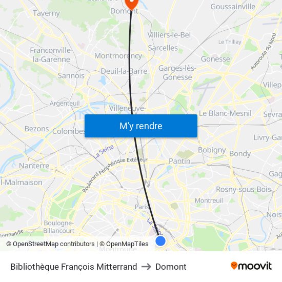 Bibliothèque François Mitterrand to Domont map