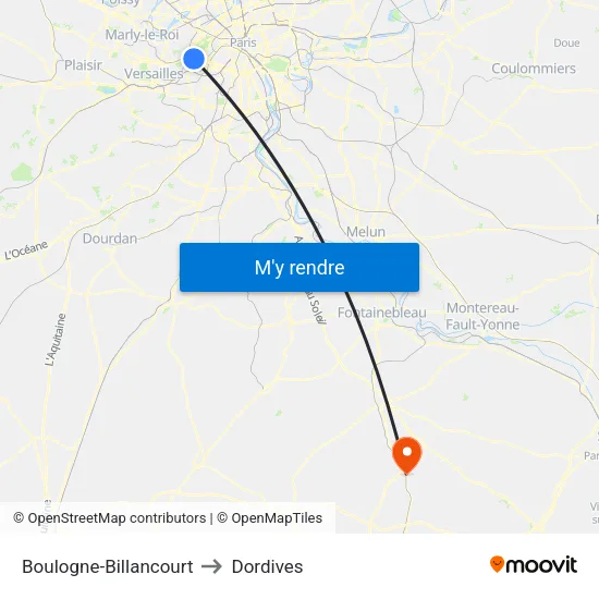 Boulogne-Billancourt to Dordives map