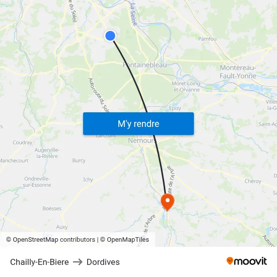 Chailly-En-Biere to Dordives map