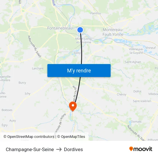 Champagne-Sur-Seine to Dordives map