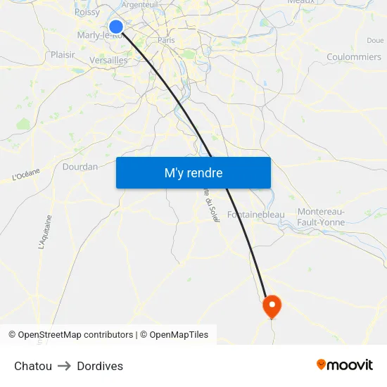 Chatou to Dordives map