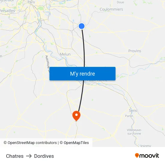 Chatres to Dordives map