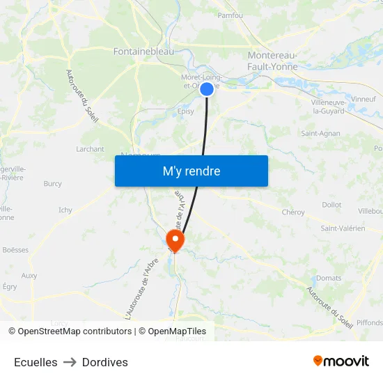 Ecuelles to Dordives map