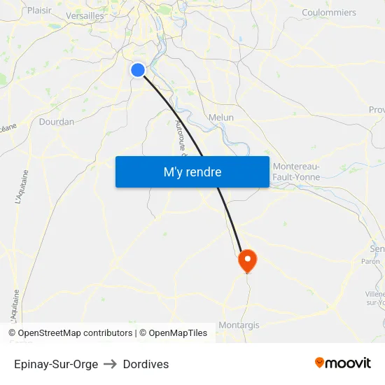 Epinay-Sur-Orge to Dordives map