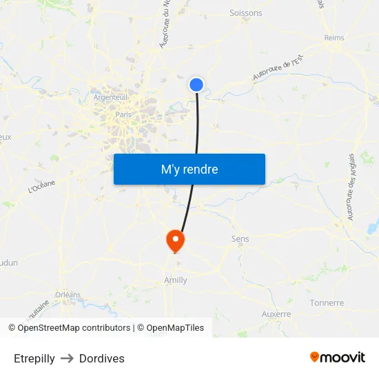Etrepilly to Dordives map