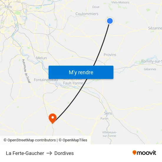La Ferte-Gaucher to Dordives map