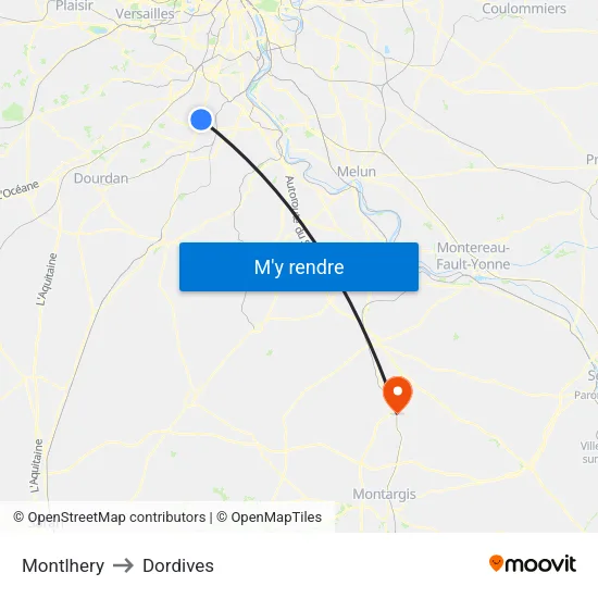 Montlhery to Dordives map