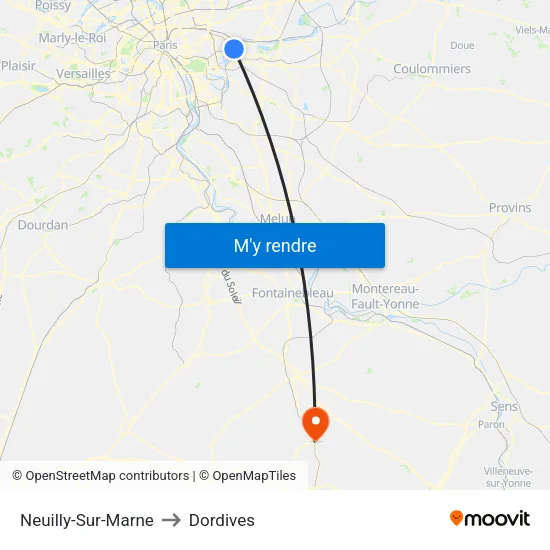Neuilly-Sur-Marne to Dordives map