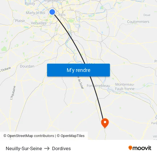 Neuilly-Sur-Seine to Dordives map