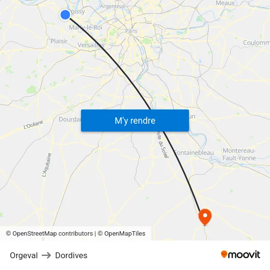 Orgeval to Dordives map