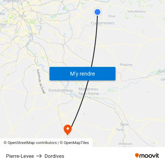 Pierre-Levee to Dordives map