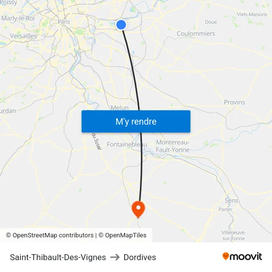 Saint-Thibault-Des-Vignes to Dordives map