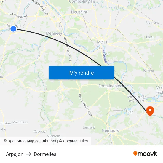 Arpajon to Dormelles map