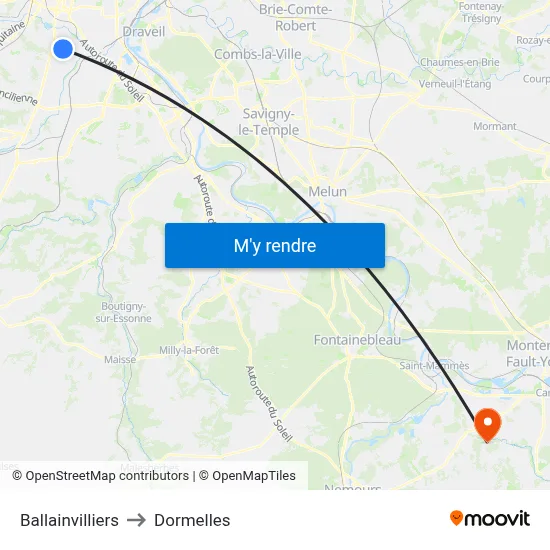 Ballainvilliers to Dormelles map