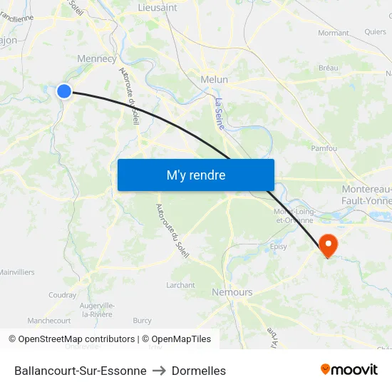 Ballancourt-Sur-Essonne to Dormelles map