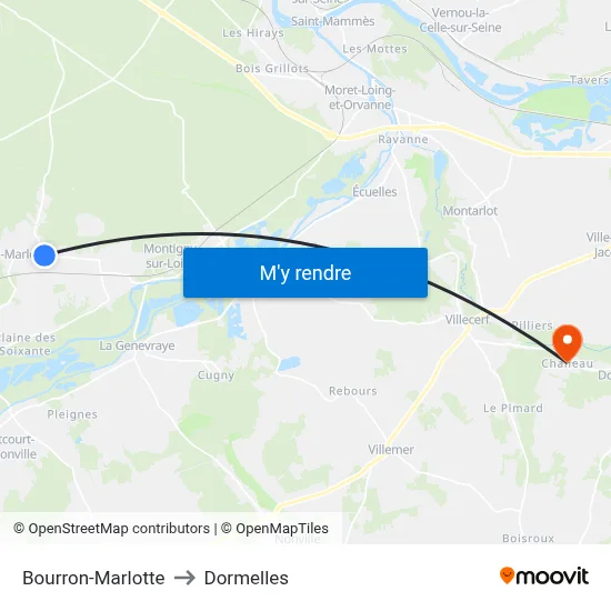 Bourron-Marlotte to Dormelles map