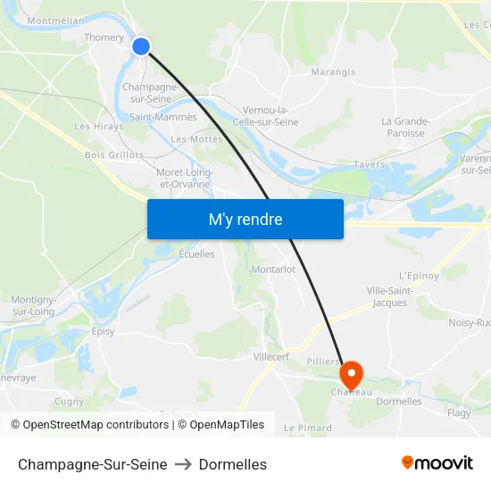 Champagne-Sur-Seine to Dormelles map