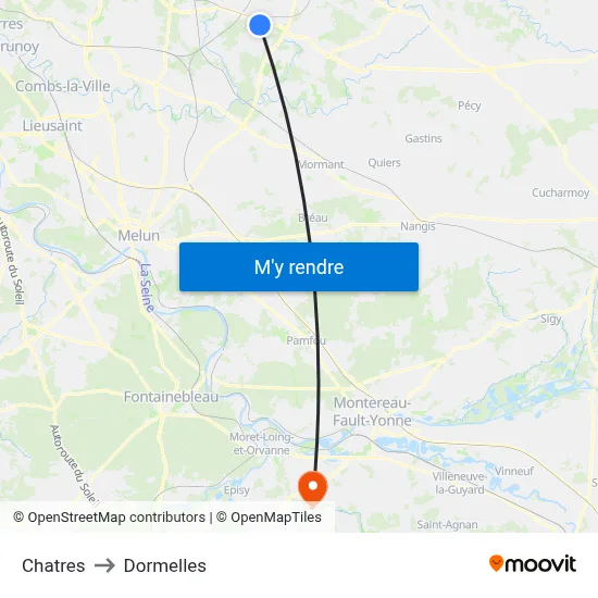 Chatres to Dormelles map