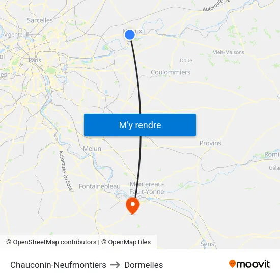Chauconin-Neufmontiers to Dormelles map