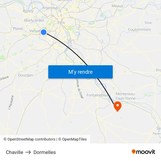 Chaville to Dormelles map