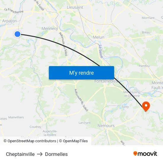 Cheptainville to Dormelles map