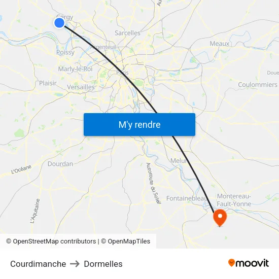 Courdimanche to Dormelles map