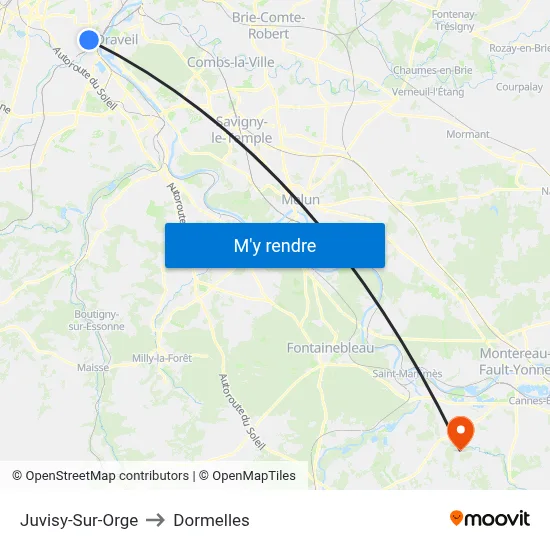 Juvisy-Sur-Orge to Dormelles map