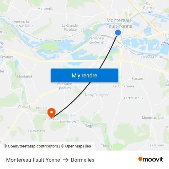 Montereau-Fault-Yonne to Dormelles map