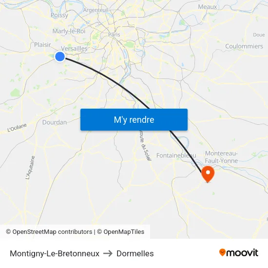 Montigny-Le-Bretonneux to Dormelles map