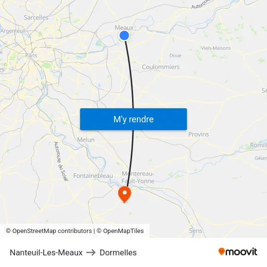 Nanteuil-Les-Meaux to Dormelles map
