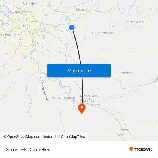 Serris to Dormelles map