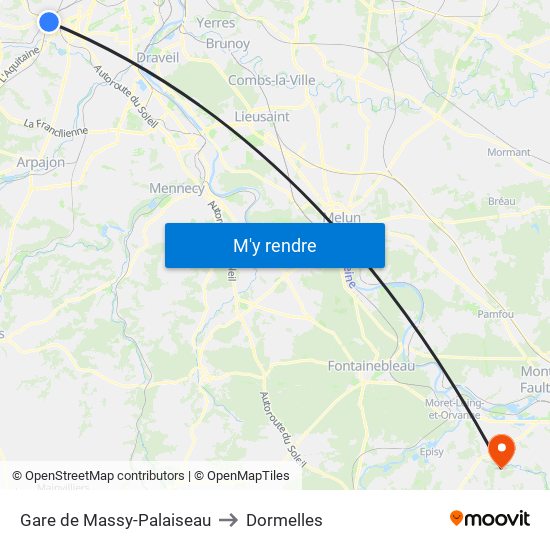 Gare de Massy-Palaiseau to Dormelles map