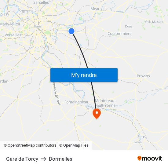 Gare de Torcy to Dormelles map