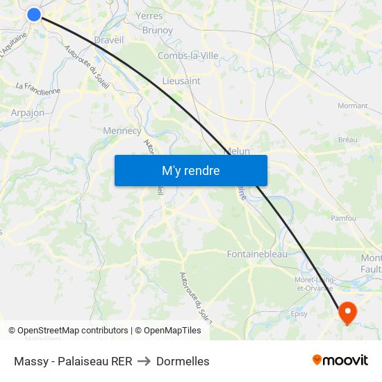 Massy - Palaiseau RER to Dormelles map
