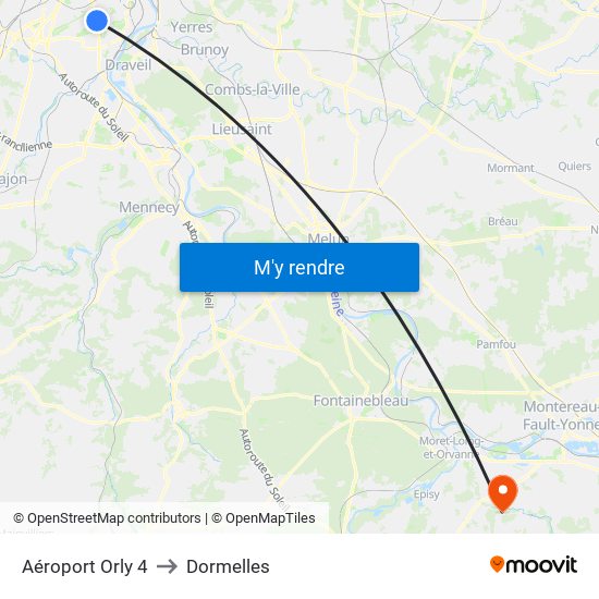 Aéroport Orly 4 to Dormelles map