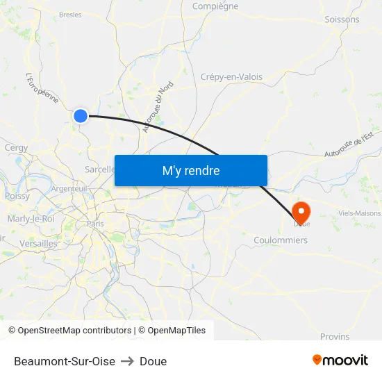 Beaumont-Sur-Oise to Doue map