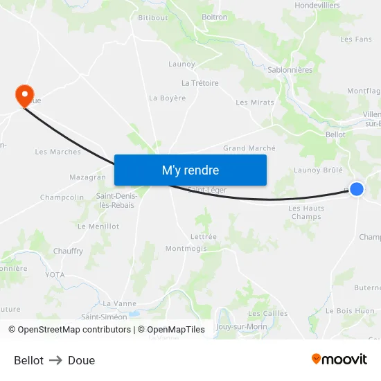 Bellot to Doue map