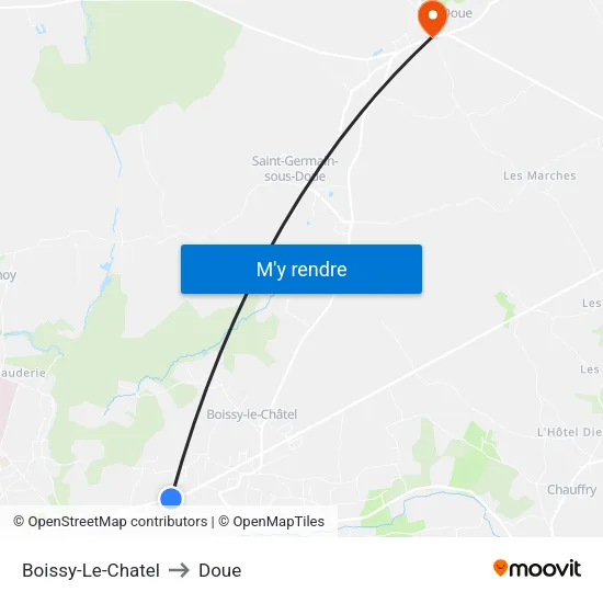 Boissy-Le-Chatel to Doue map