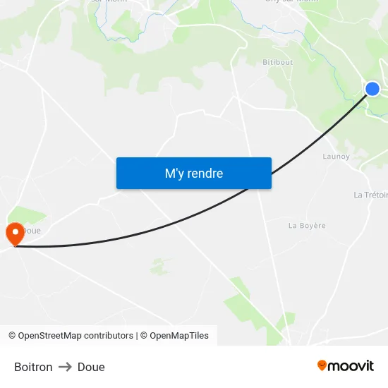 Boitron to Doue map