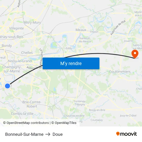 Bonneuil-Sur-Marne to Doue map